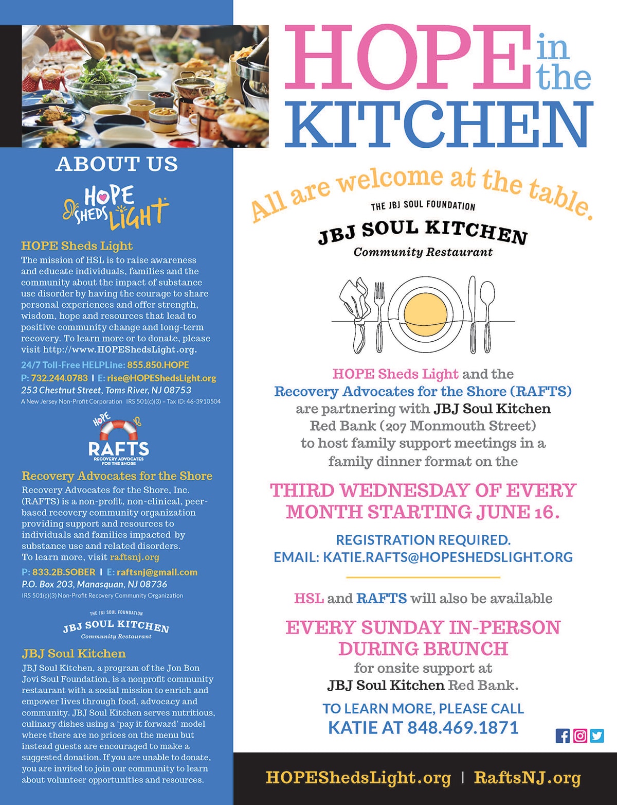 HOPE Sheds Light and Recovery Advocates for the Shore partner with JBJ Soul Kitchen to host family support meeting